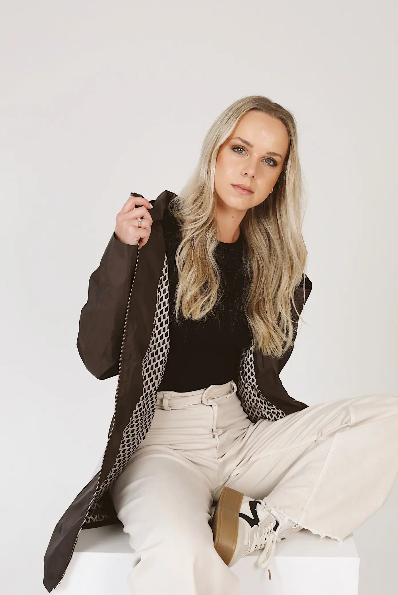 Truffle Haze dark brown hooded raincoat, modern lightweight waterproof raincoat perfect for Australia’s changing weather and rain