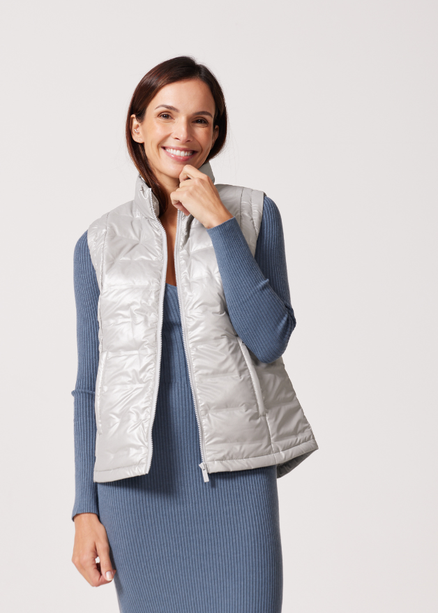Silver Shimmer duck down puffer gilet