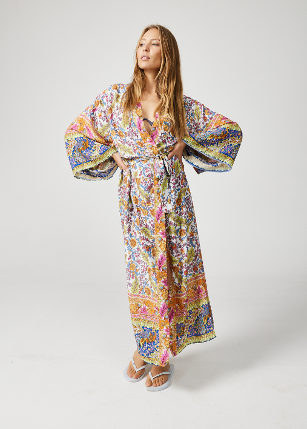 Floral print dressing gown