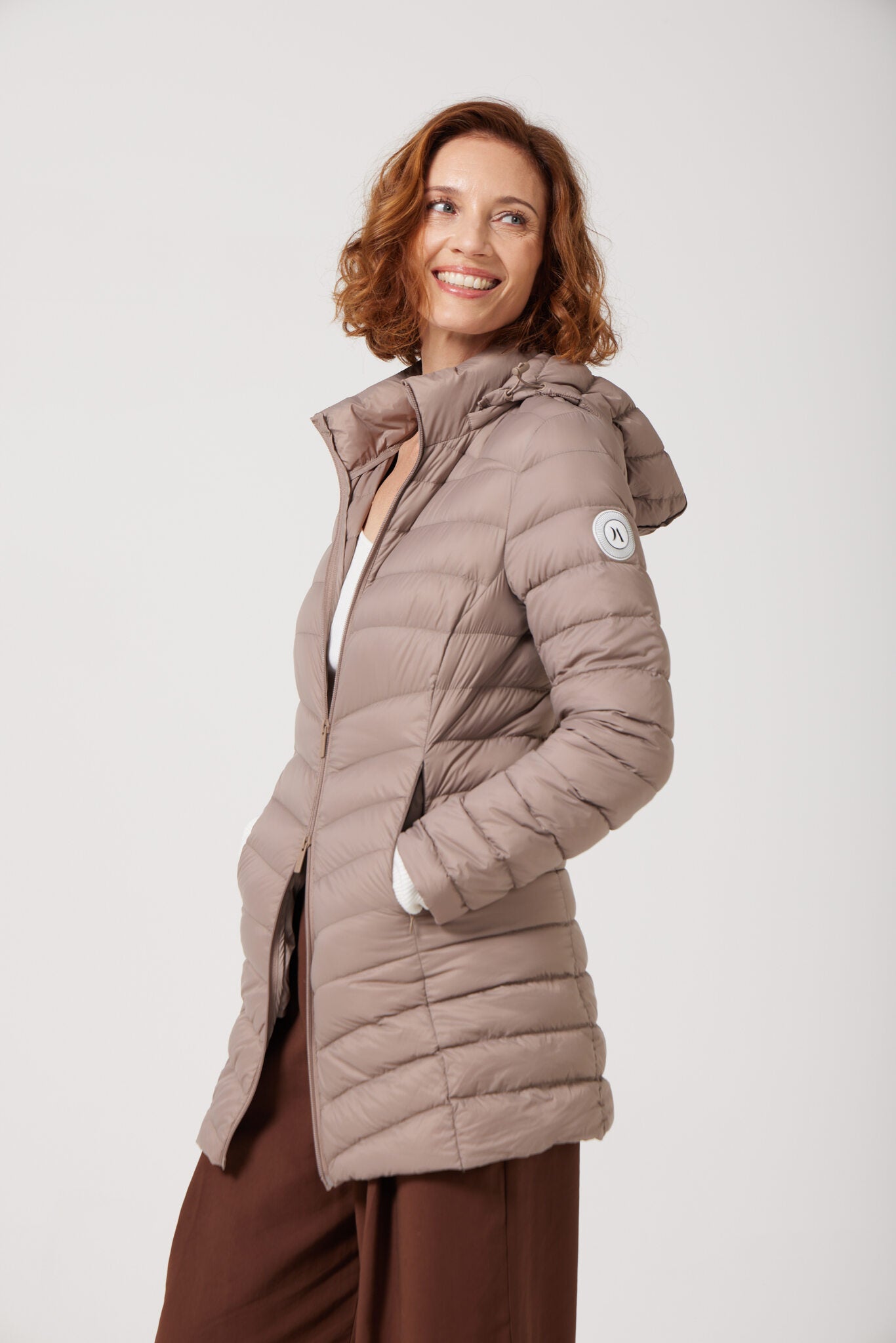 Chai Classic Parka™ light beige hooded parka, warm insulated jacket perfect for layering in Australia’s cooler winter weather