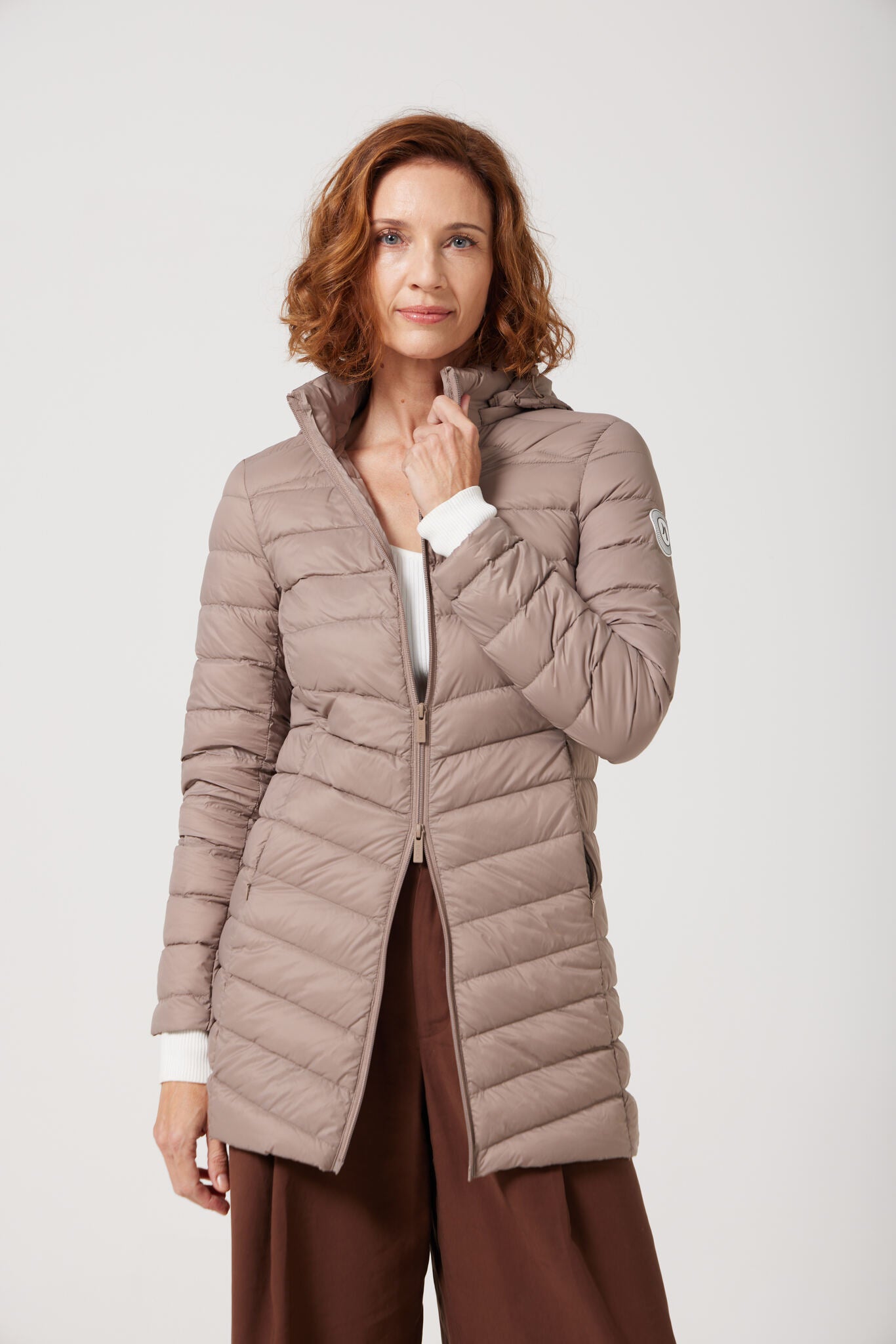 Chai Classic Parka™ light beige hooded parka, warm insulated jacket perfect for layering in Australia’s cooler winter weather