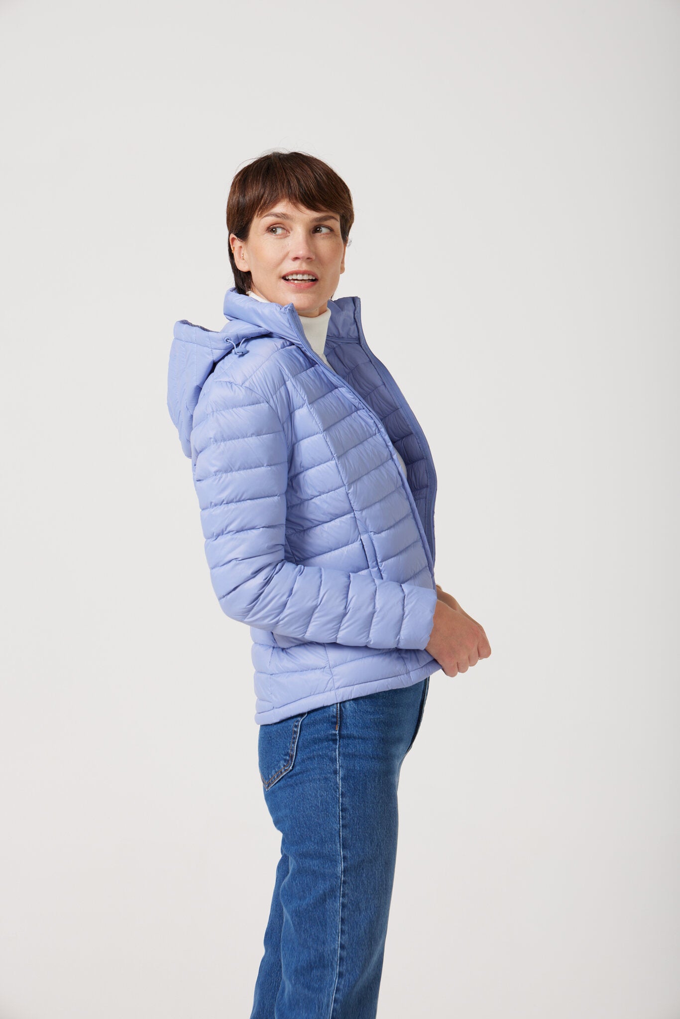Women’s Vista Classic Jacket™ in sky blue, stylish lightweight puffer jacket for everyday wear and seasonal outerwear in Australia.