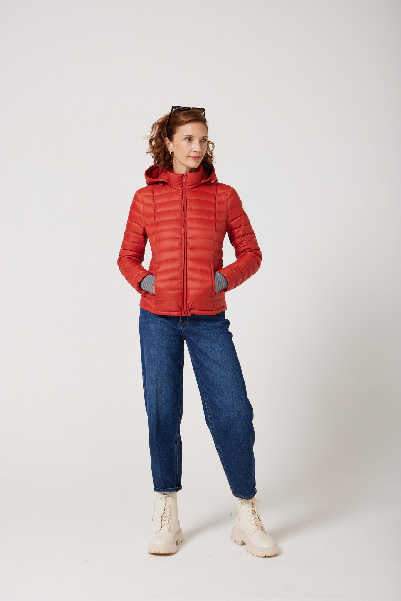 Women’s Rust Classic Jacket™ in vibrant red, stylish lightweight puffer jacket for everyday wear and seasonal outerwear in Australia