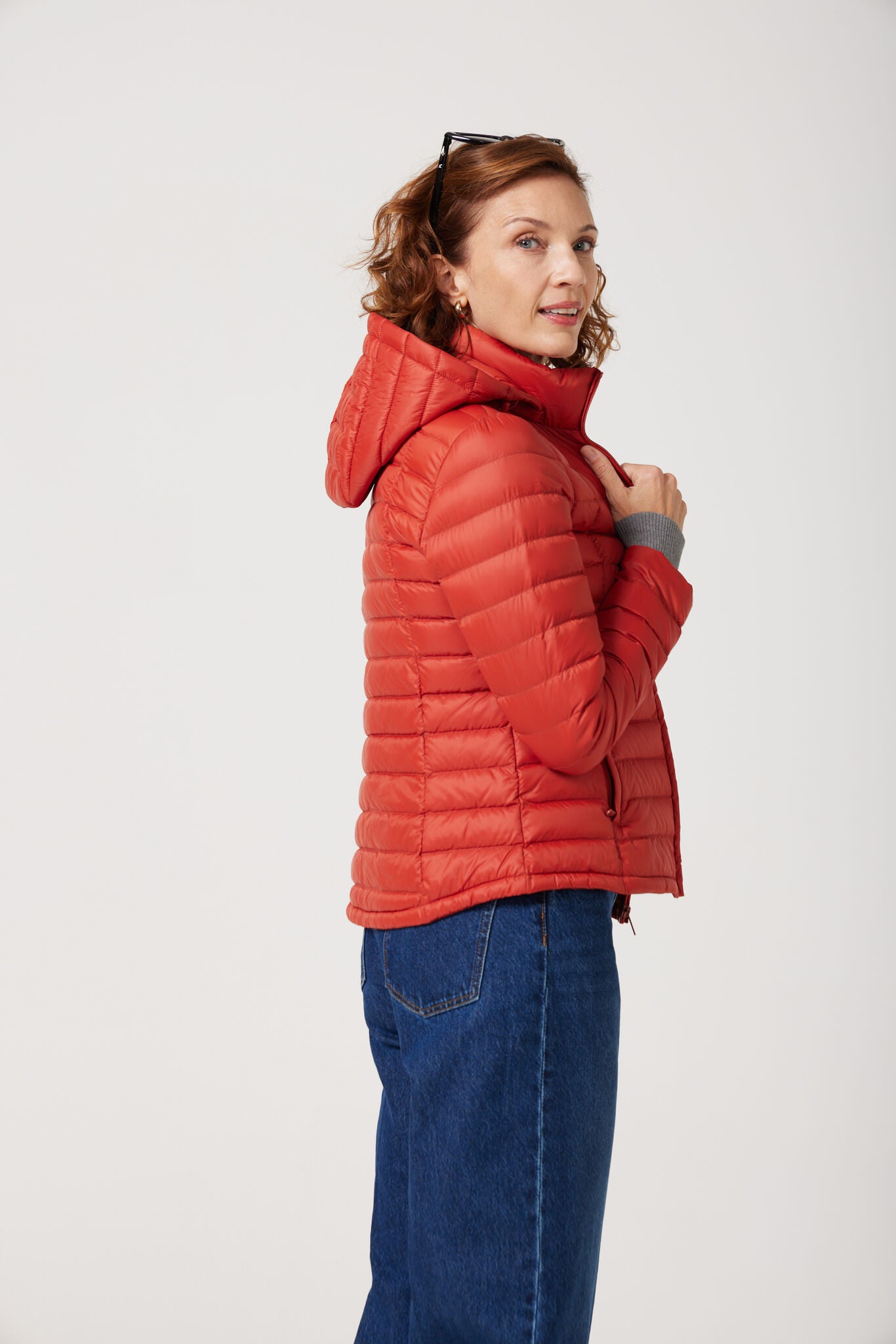 Women’s Rust Classic Jacket™ in vibrant red, stylish lightweight puffer jacket for everyday wear and seasonal outerwear in Australia