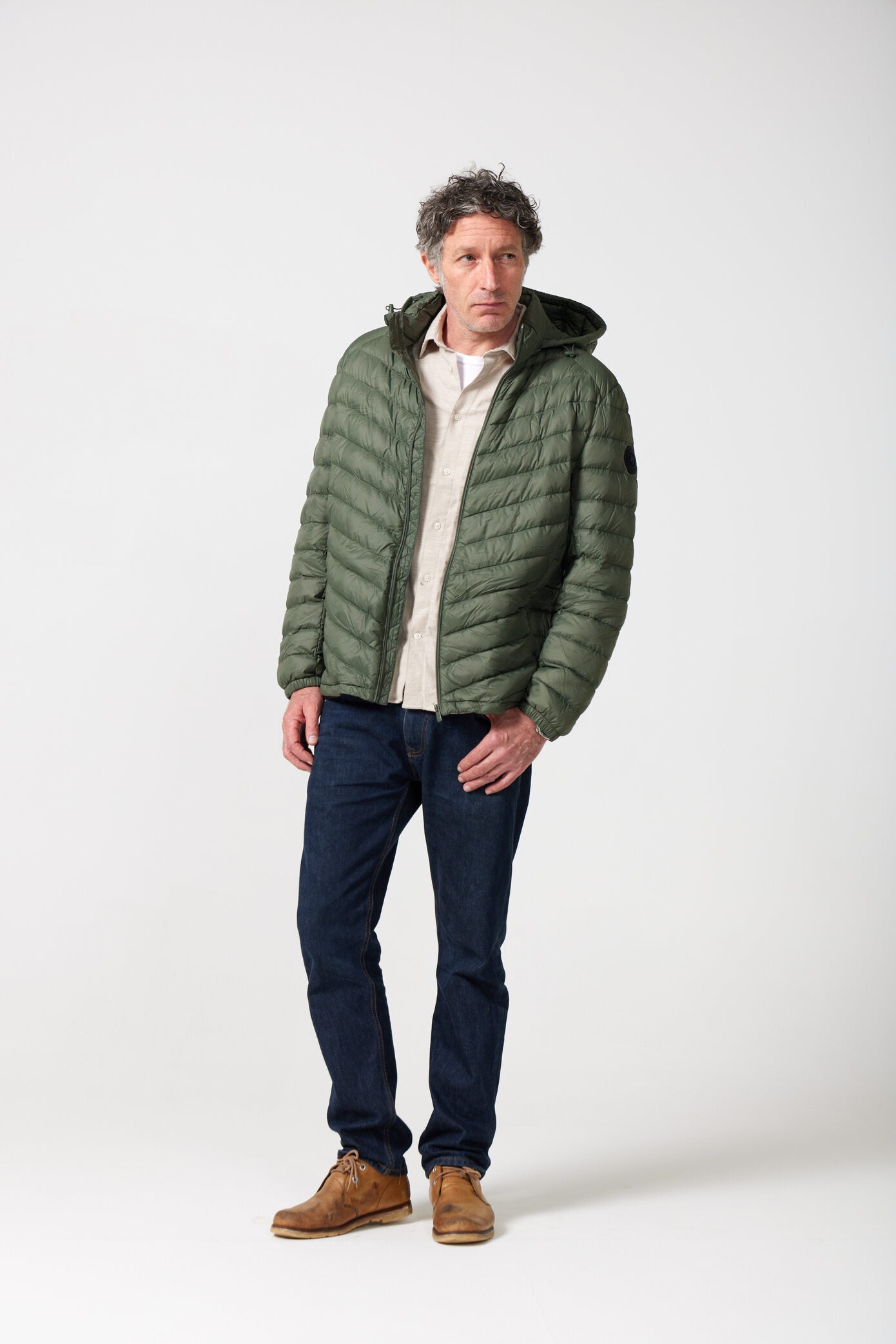 Men’s reversible insulated hooded jacket in sage green and black, lightweight and versatile for cooler Australian weather — Sage x Black Classic Jacket™