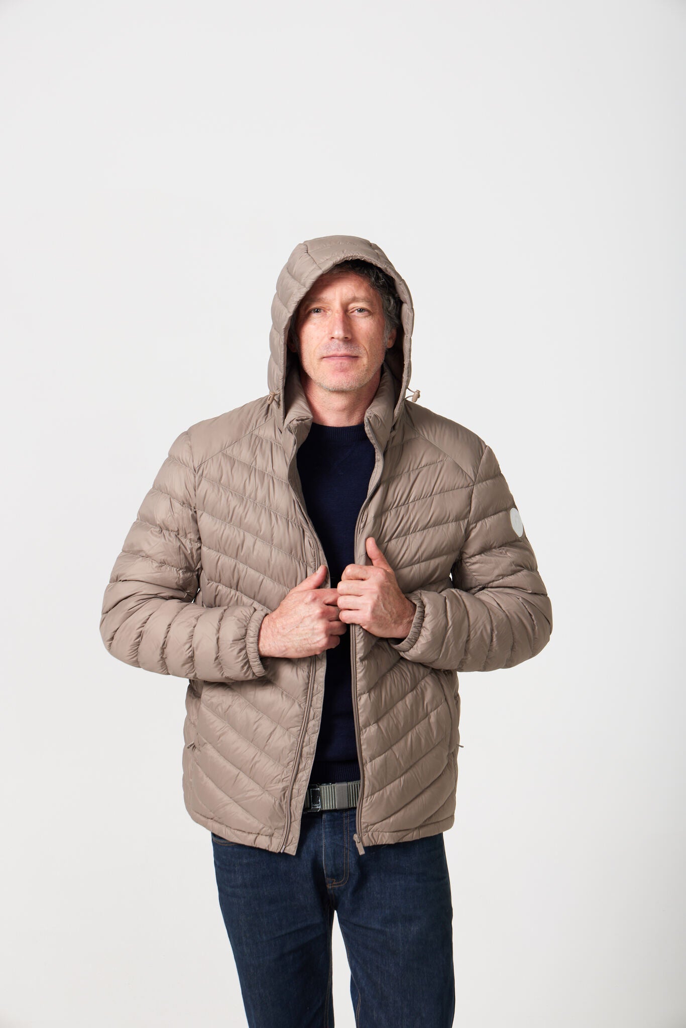Men’s tan hooded insulated jacket, casual and lightweight for versatile layering in Australian weather — Mens Tan Classic Jacket™