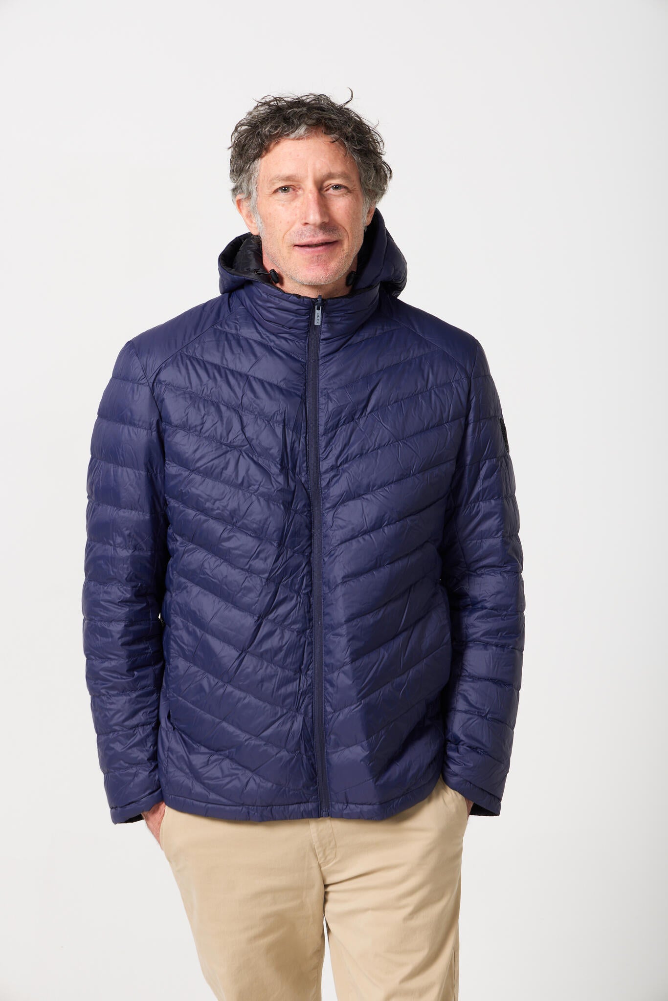 Men’s Navy Classic Jacket™ in classic navy blue, lightweight puffer jacket with hood for versatile style and casual wear in Australia
