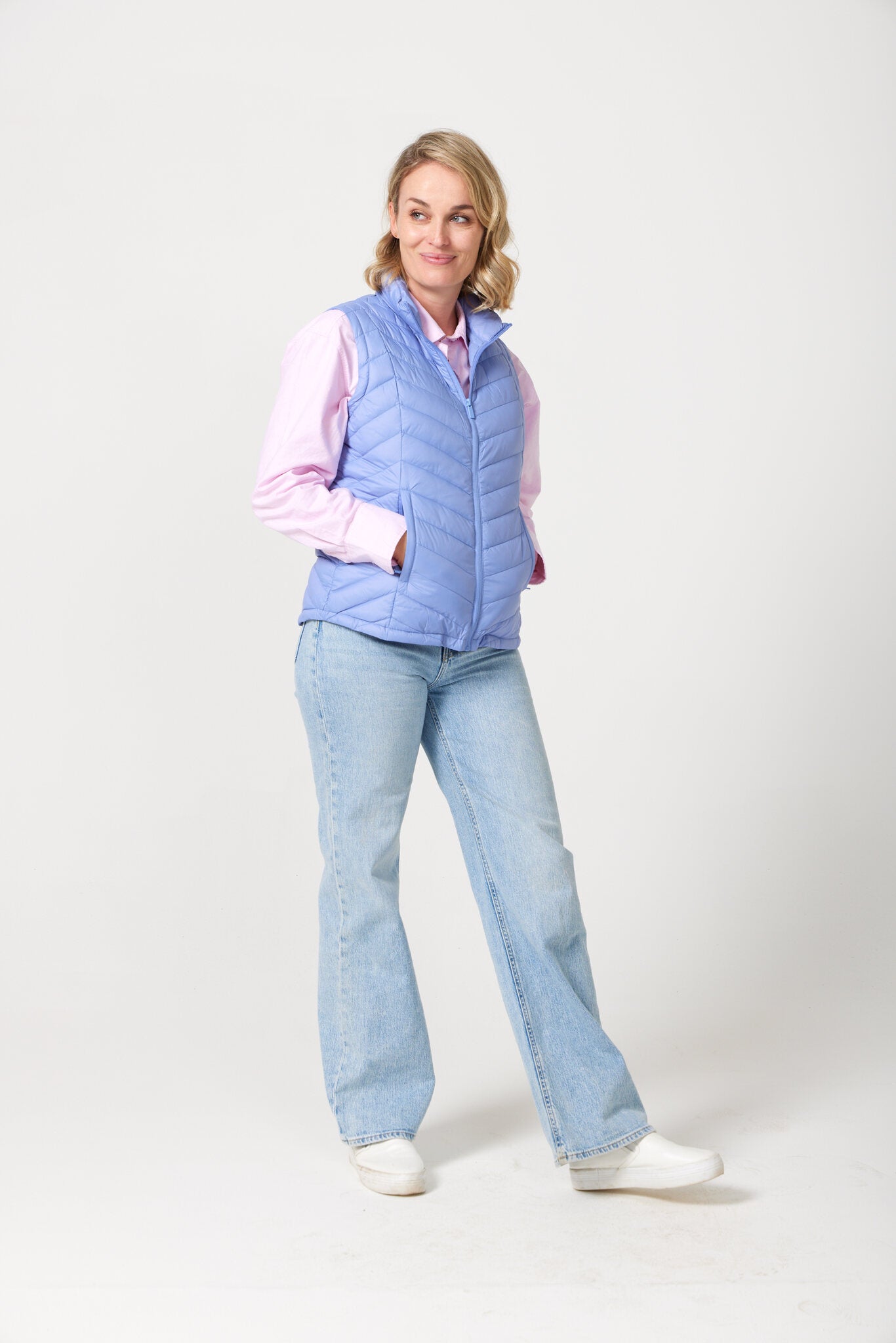 Vista Classic Gilet™ — women’s classic sleeveless puffer vest in fresh vista blue, perfect for layering across seasons in Australia