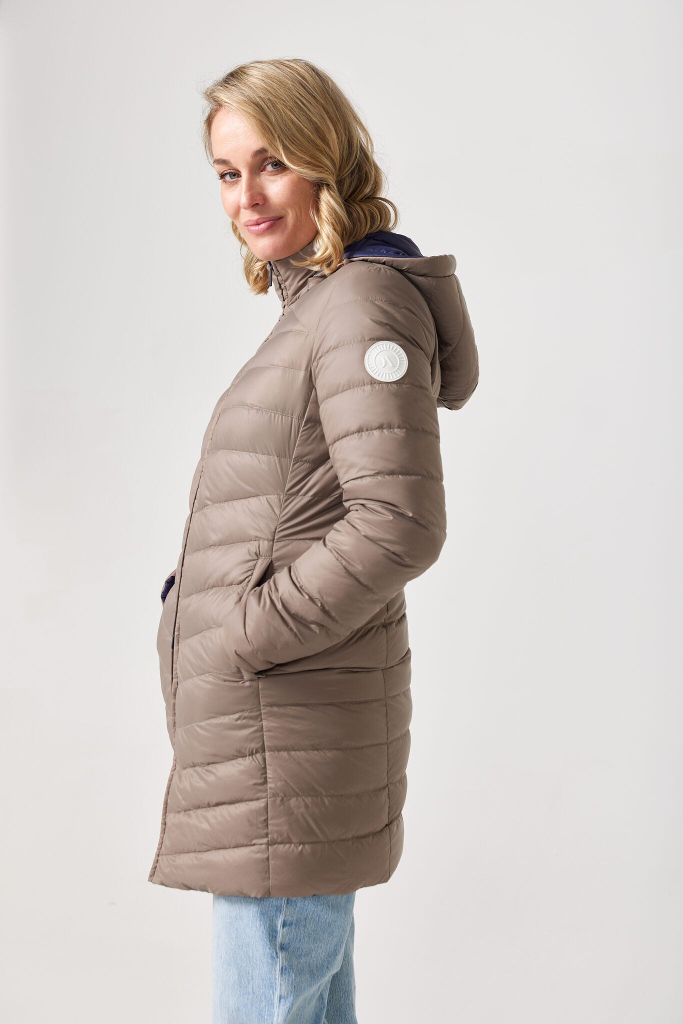 Toffee x Navy Classic Parka™ reversible hooded parka in navy blue and toffee, warm insulated jacket perfect for layering in Australia’s cooler winter weather