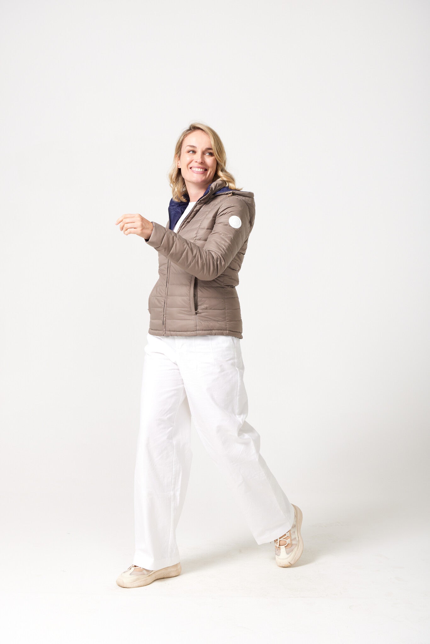 Women’s reversible navy and toffee brown insulated jacket, lightweight and stylish casual outerwear for everyday wear in Australia — Navy x Toffee Classic Jacket™