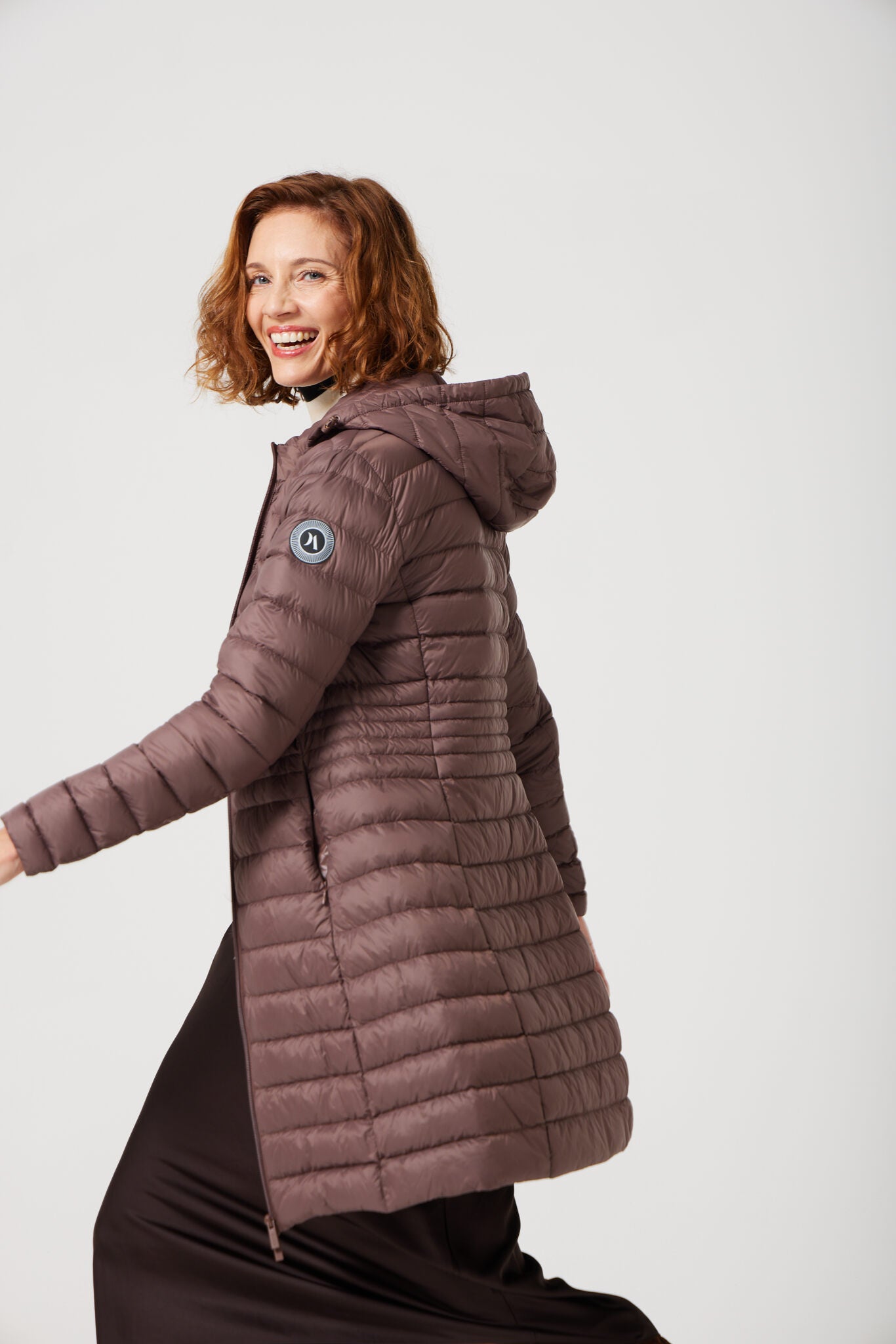 Women’s espresso brown insulated midi parka with hood, warm winter jacket perfect for layering in Australia’s cooler weather — Espresso Midi Parka™