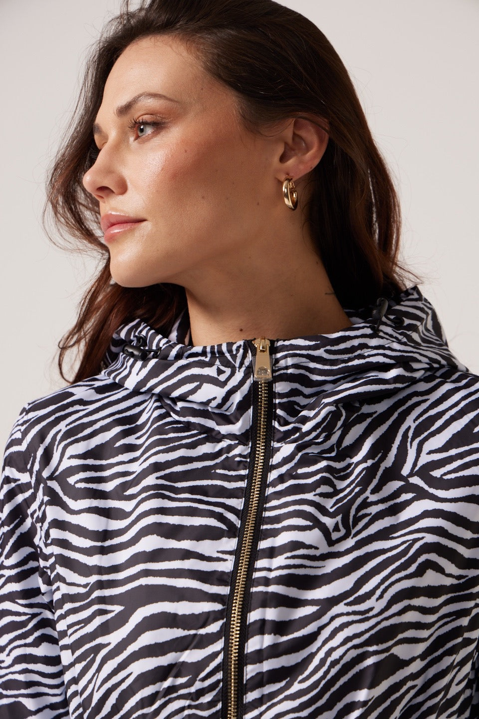 Black and white zebra raincoat