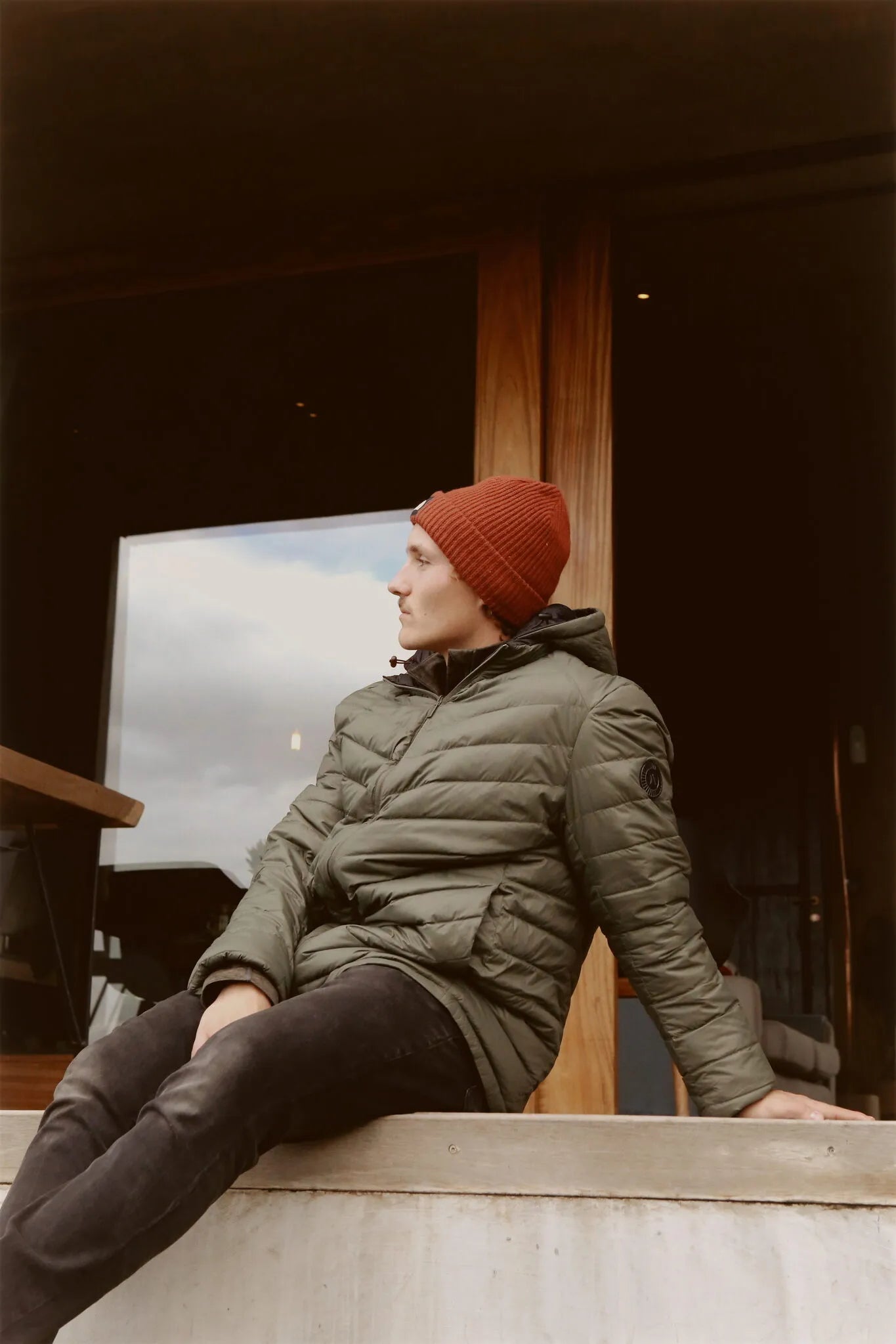 Men’s reversible insulated hooded jacket in sage green and black, lightweight and versatile for cooler Australian weather — Sage x Black Classic Jacket™