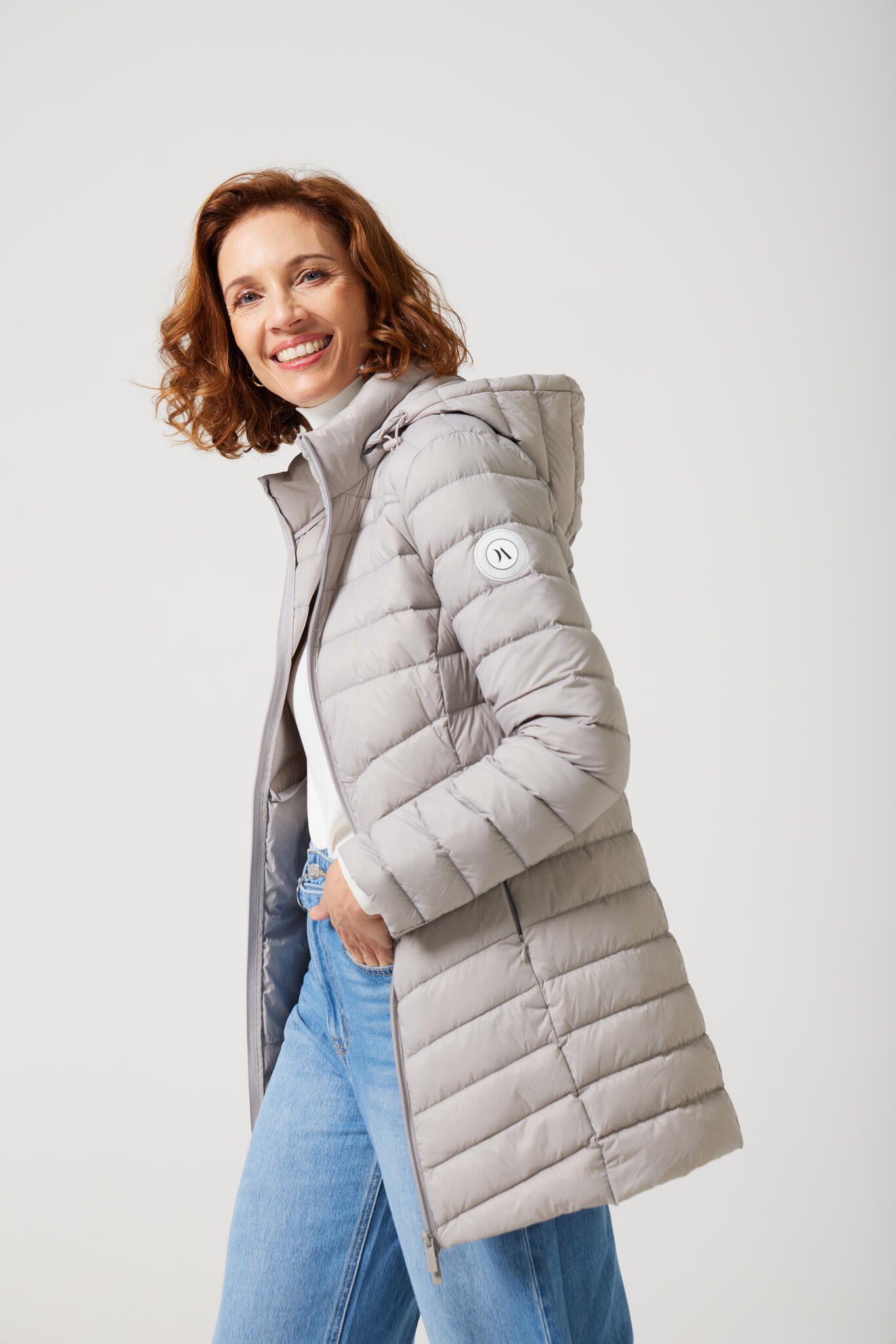 Women’s latte insulated hooded parka, warm winter parka perfect for layering in Australia’s cooler weather — Latte Classic Parka™