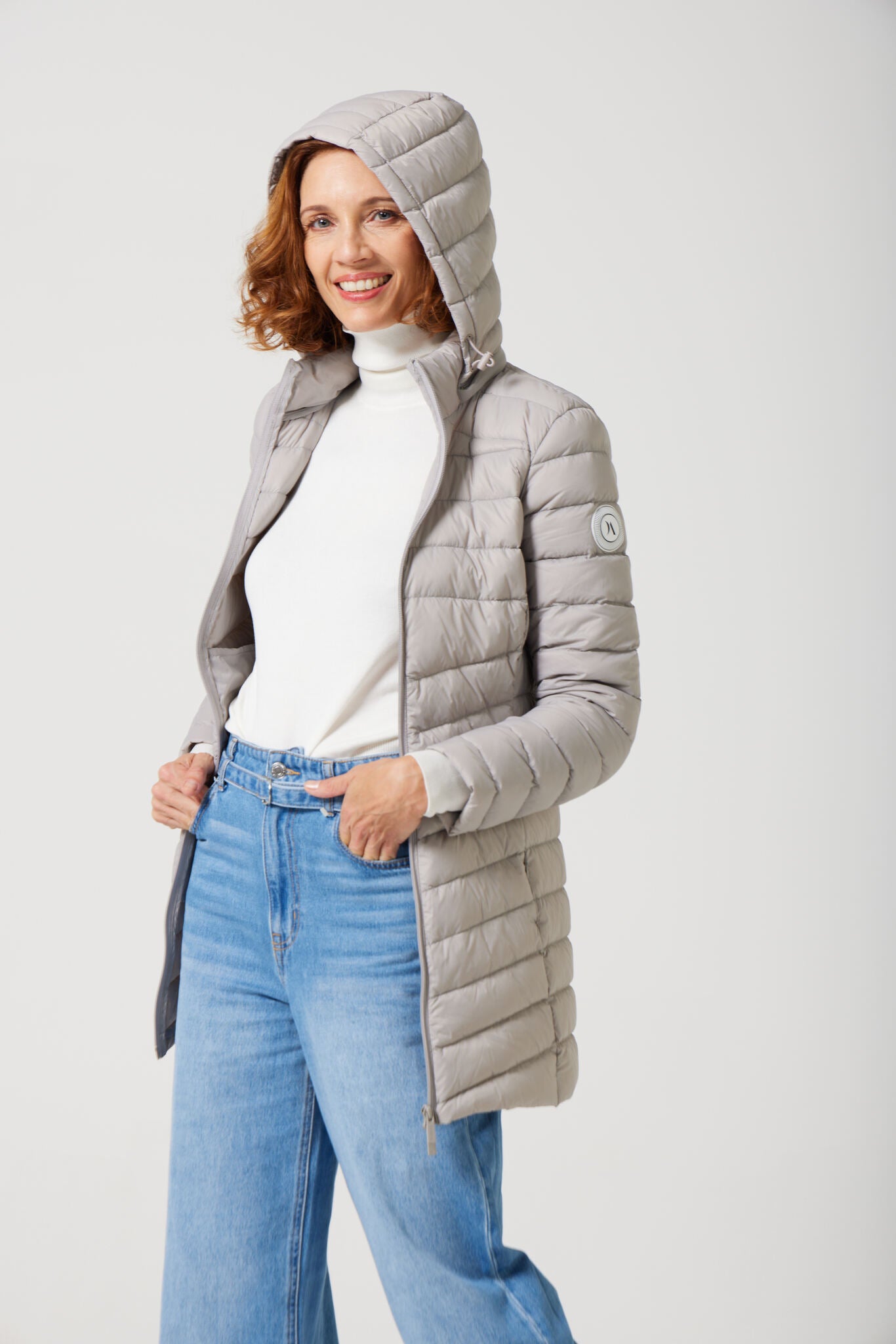 Women’s latte insulated hooded parka, warm winter parka perfect for layering in Australia’s cooler weather — Latte Classic Parka™