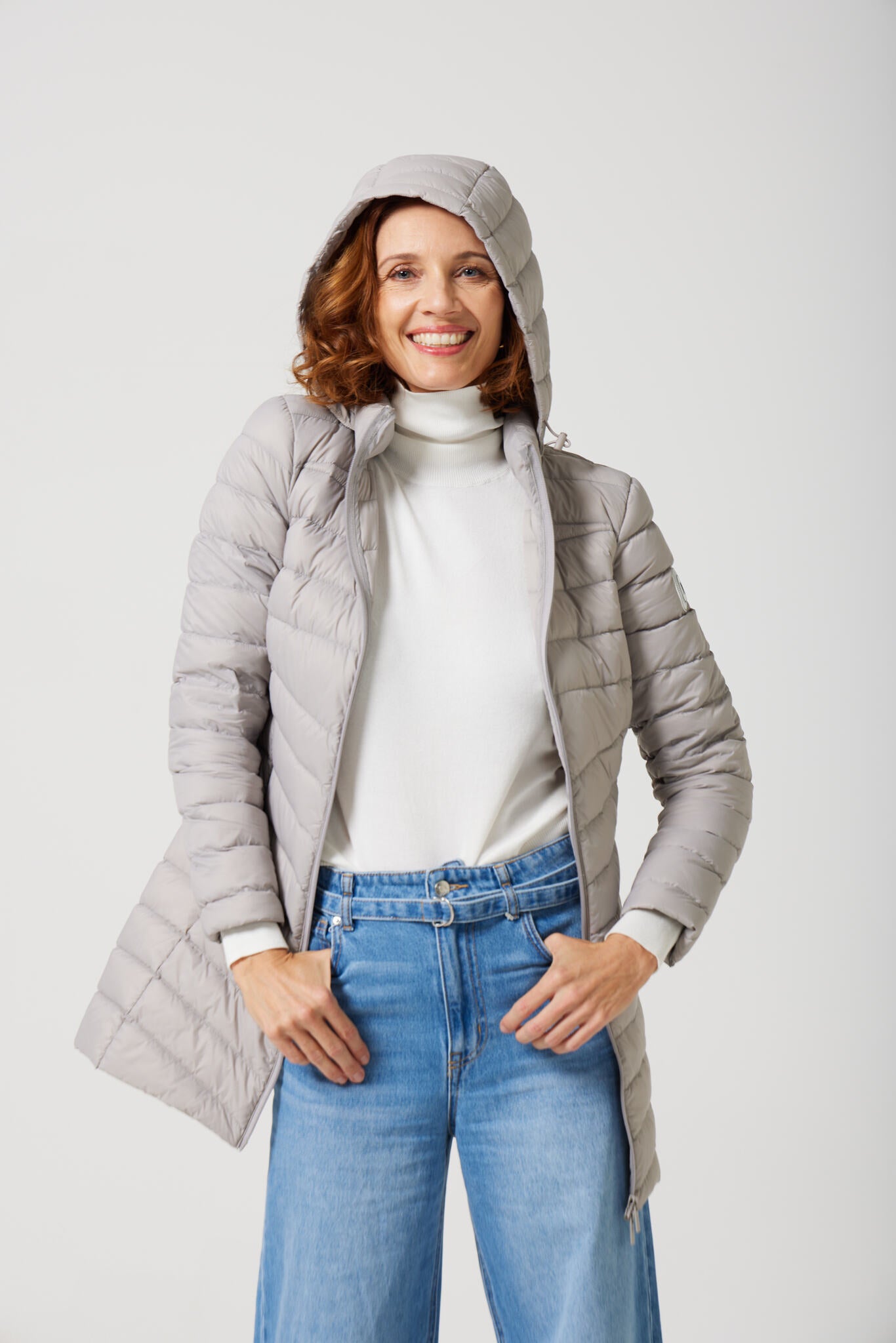 Women’s latte insulated hooded parka, warm winter parka perfect for layering in Australia’s cooler weather — Latte Classic Parka™