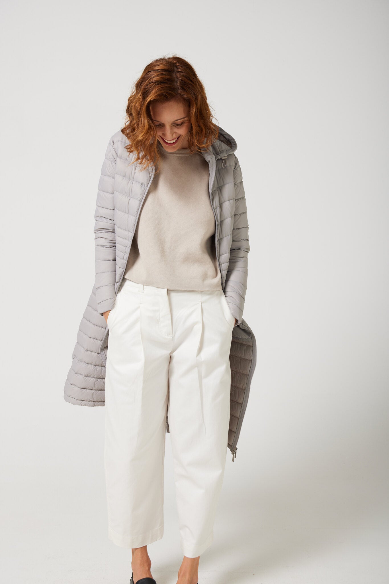 Women’s latte beige insulated ultra parka with hood, long warm winter jacket perfect for layering in Australia’s cooler weather — Latte Ultra Parka™