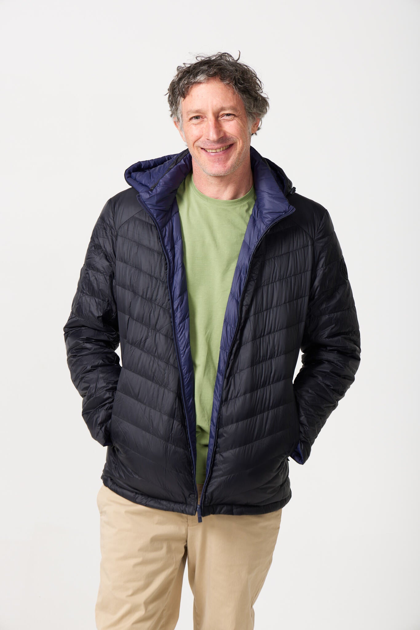 Men’s Navy Classic Jacket™ in classic navy blue, lightweight puffer jacket with hood for versatile style and casual wear in Australia