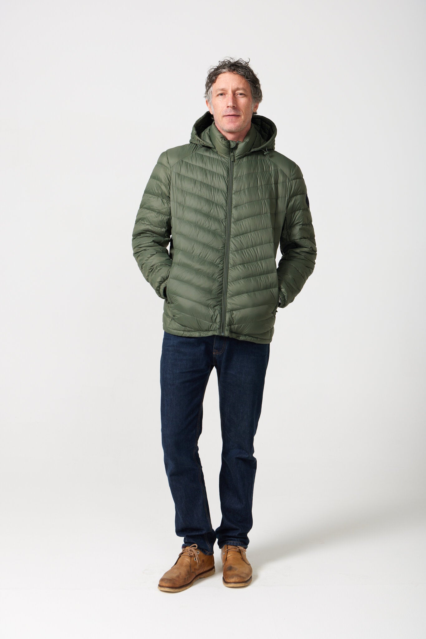 Men’s Sage Classic Jacket™ in green, lightweight hooded puffer jacket designed for versatile everyday wear in Australia
