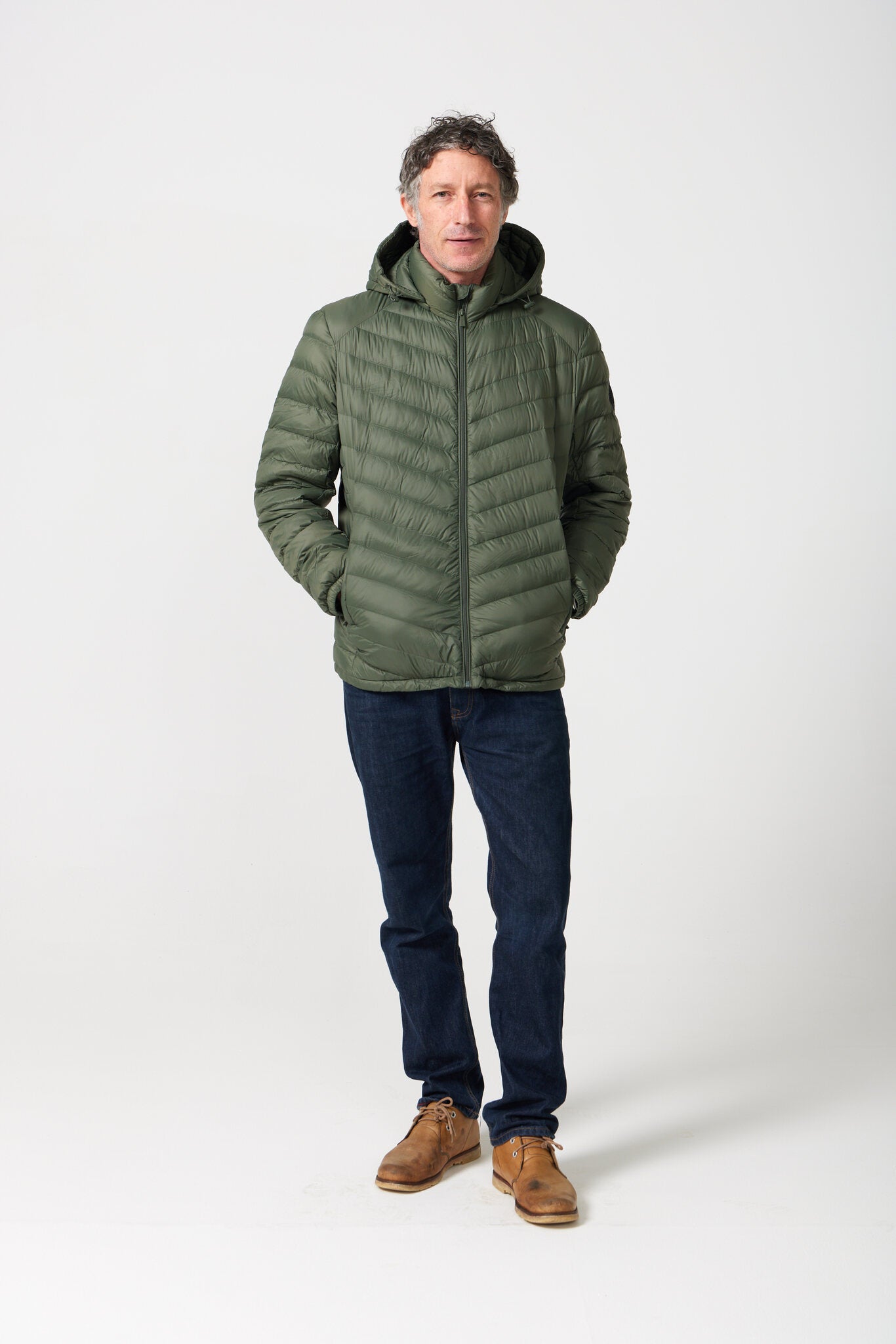 Men’s Sage Classic Jacket™ in green, lightweight hooded puffer jacket designed for versatile everyday wear in Australia