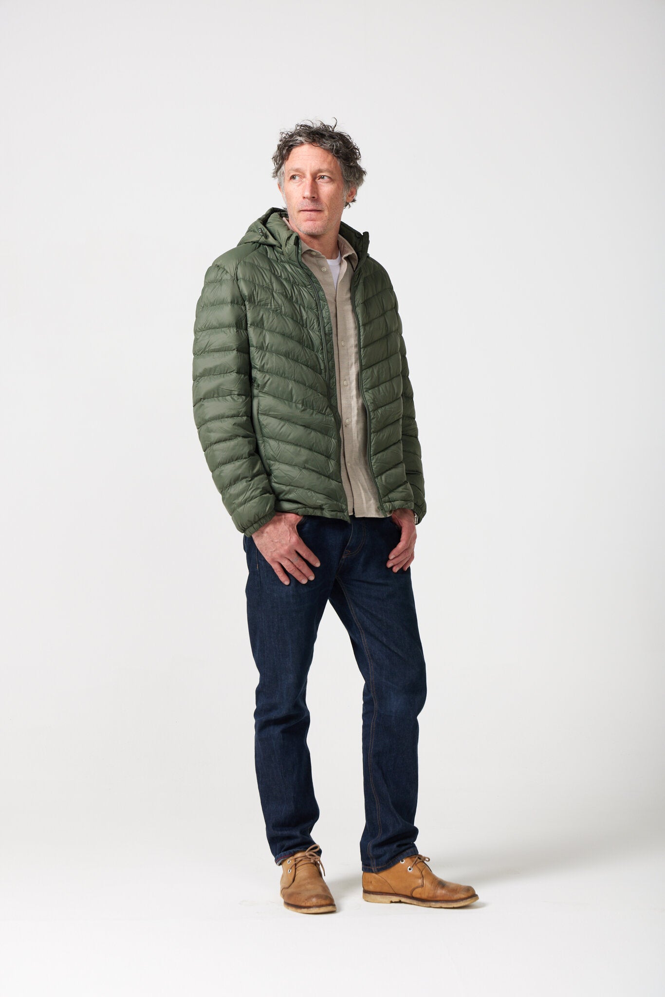 Men’s Sage Classic Jacket™ in green, lightweight hooded puffer jacket designed for versatile everyday wear in Australia