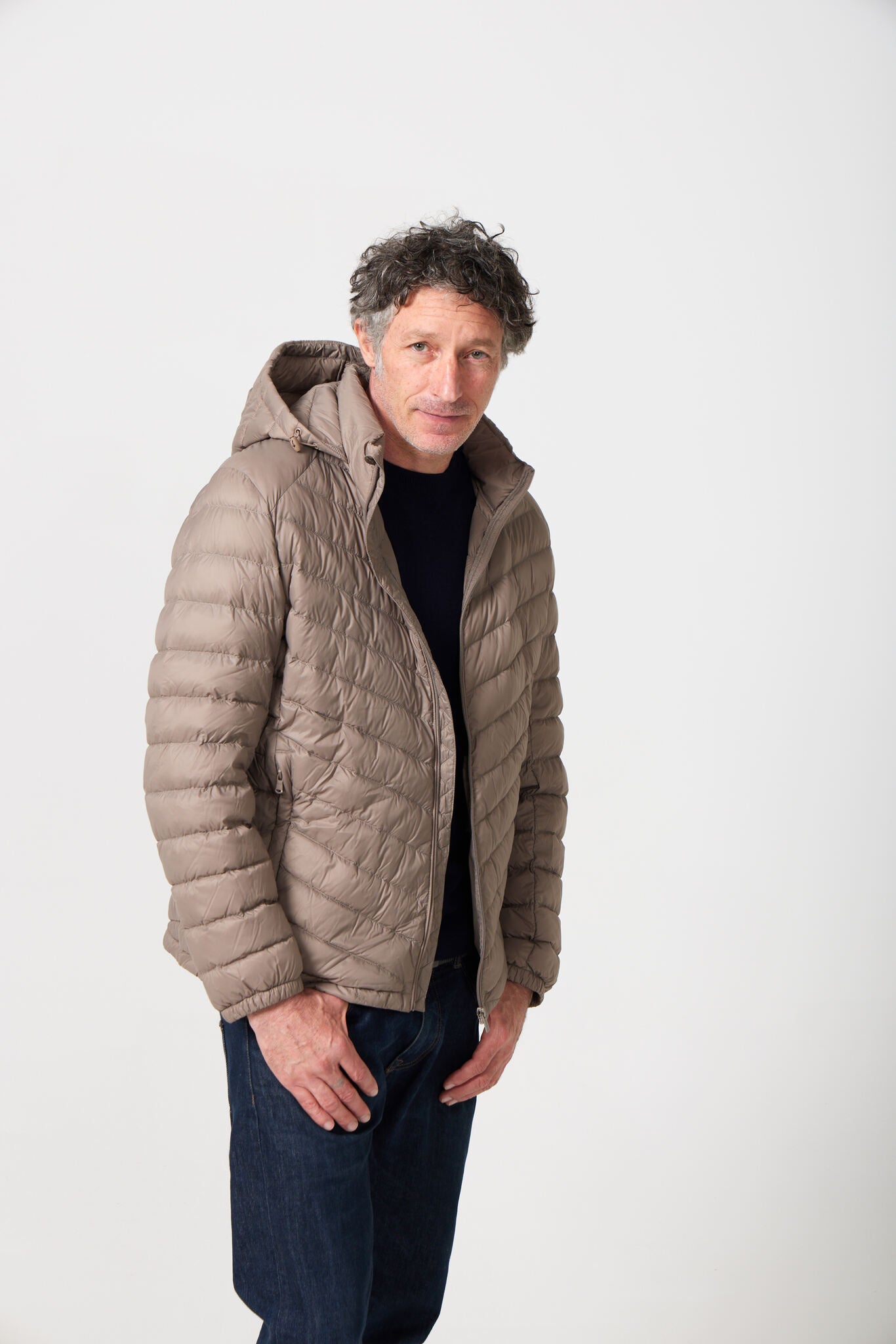 Men’s tan hooded insulated jacket, casual and lightweight for versatile layering in Australian weather — Mens Tan Classic Jacket™