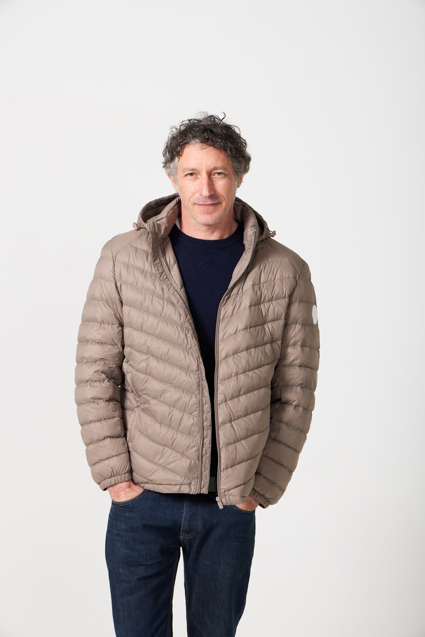 Men’s tan hooded insulated jacket, casual and lightweight for versatile layering in Australian weather — Mens Tan Classic Jacket™