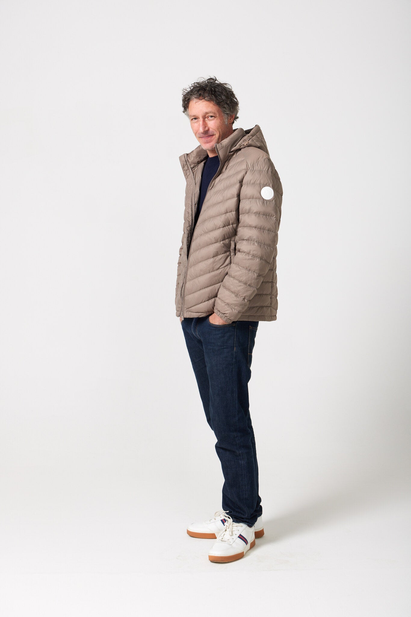 Men’s tan hooded insulated jacket, casual and lightweight for versatile layering in Australian weather — Mens Tan Classic Jacket™