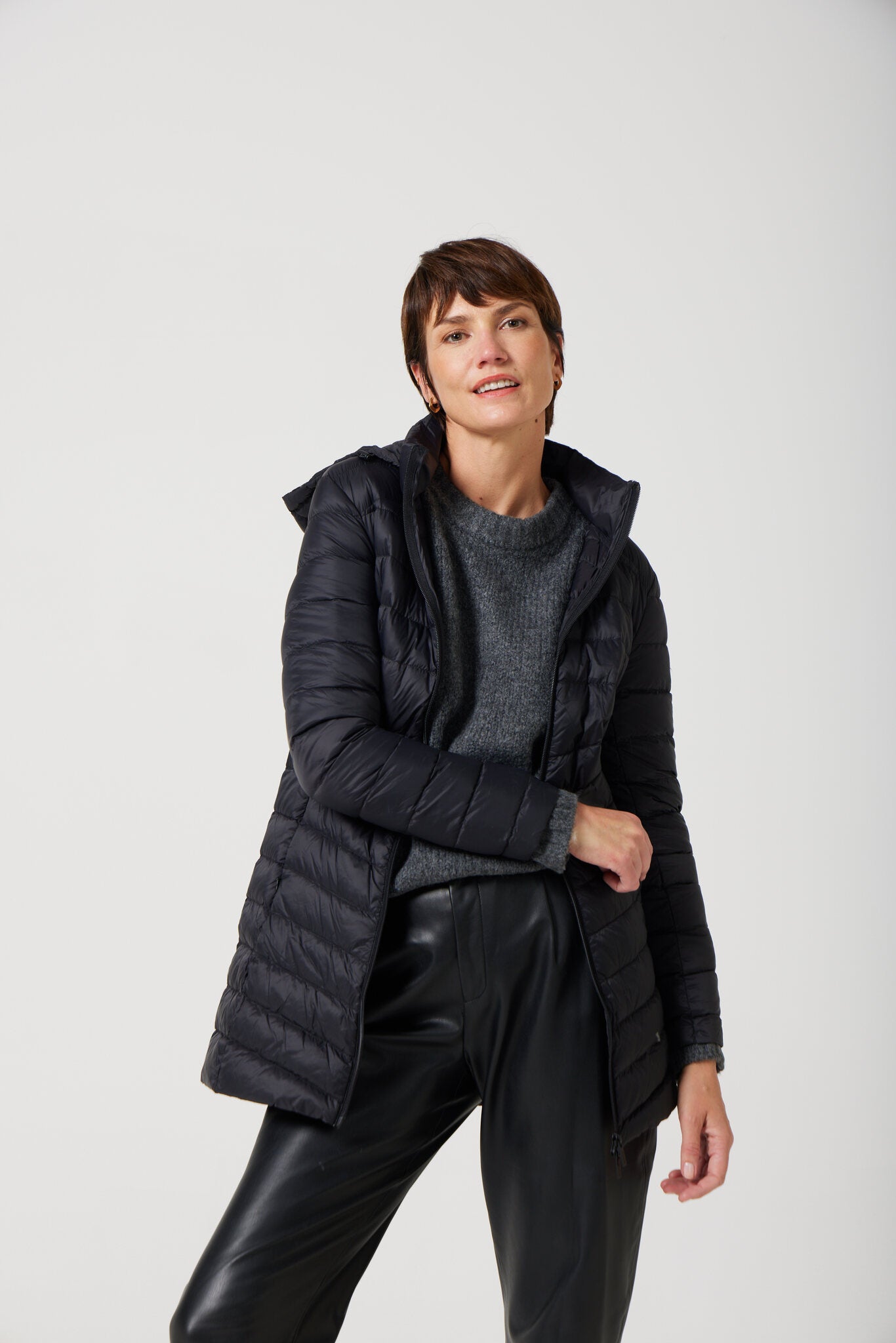 Women’s midnight black insulated hooded parka, warm winter parka perfect for layering in Australia’s cooler weather — Midnight Classic Parka™