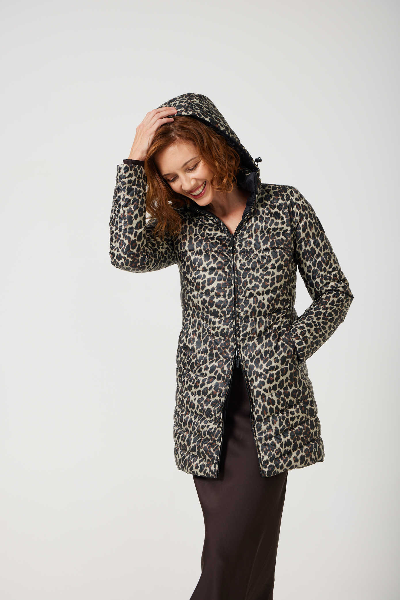 Women’s leopard print and midnight black reversible insulated parka with hood, warm winter parka perfect for layering in Australia’s cooler weather — Midnight x Leopard Classic Parka™