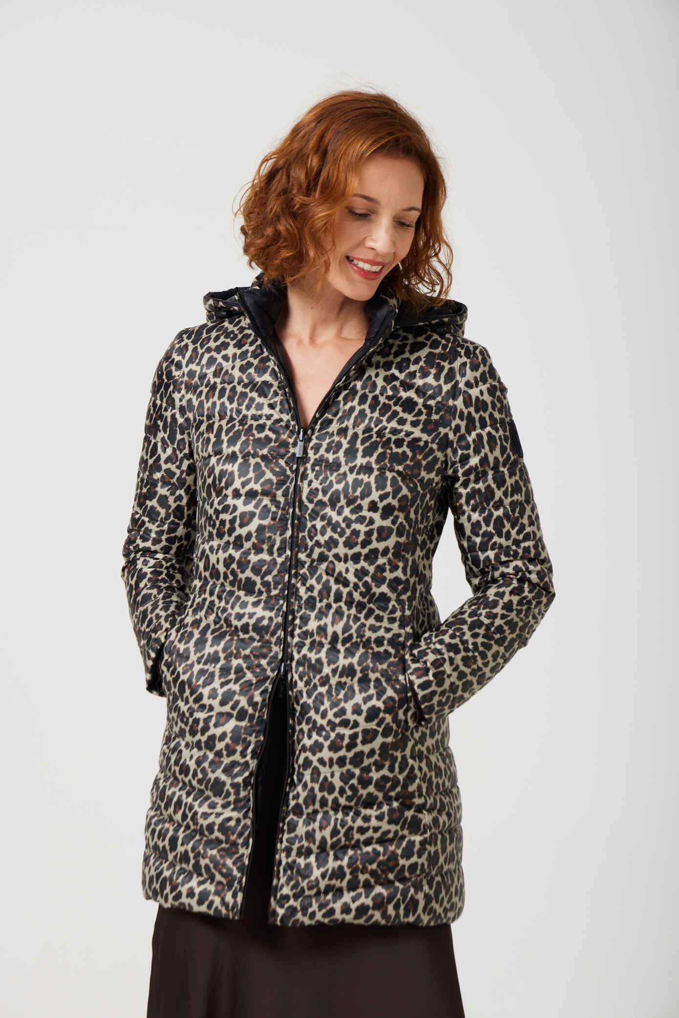 Women’s leopard print and midnight black reversible insulated parka with hood, warm winter parka perfect for layering in Australia’s cooler weather — Midnight x Leopard Classic Parka™