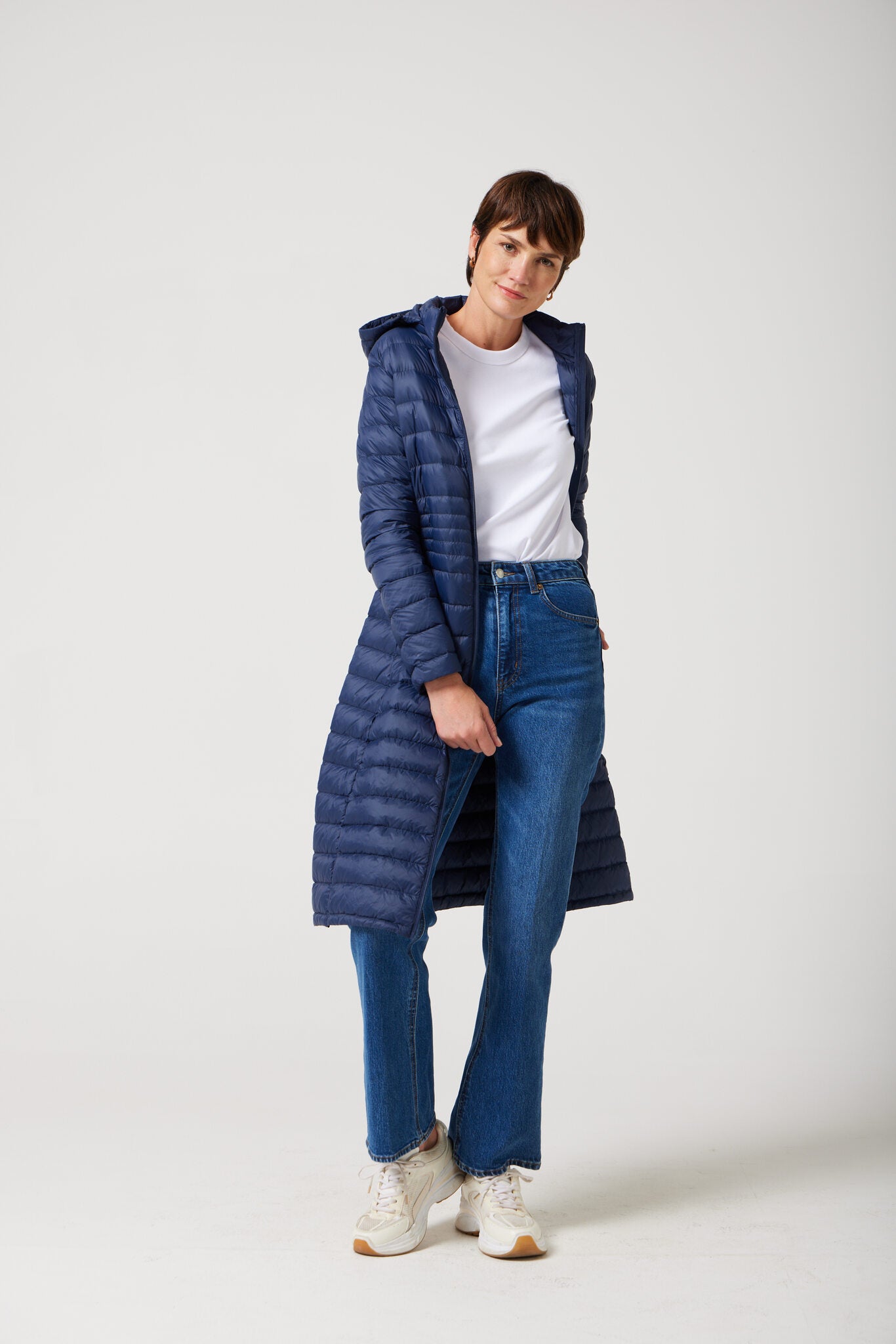 Women’s navy blue insulated ultra parka with hood, long warm winter jacket perfect for layering in Australia’s cooler weather — Navy Ultra Parka™