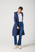 Women’s navy blue insulated ultra parka with hood, long warm winter jacket perfect for layering in Australia’s cooler weather — Navy Ultra Parka™