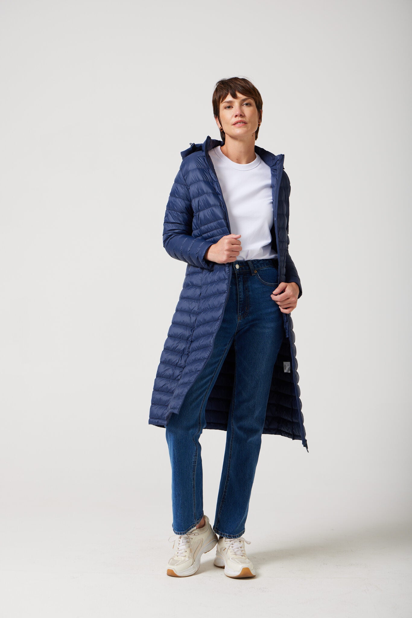Women’s navy blue insulated ultra parka with hood, long warm winter jacket perfect for layering in Australia’s cooler weather — Navy Ultra Parka™