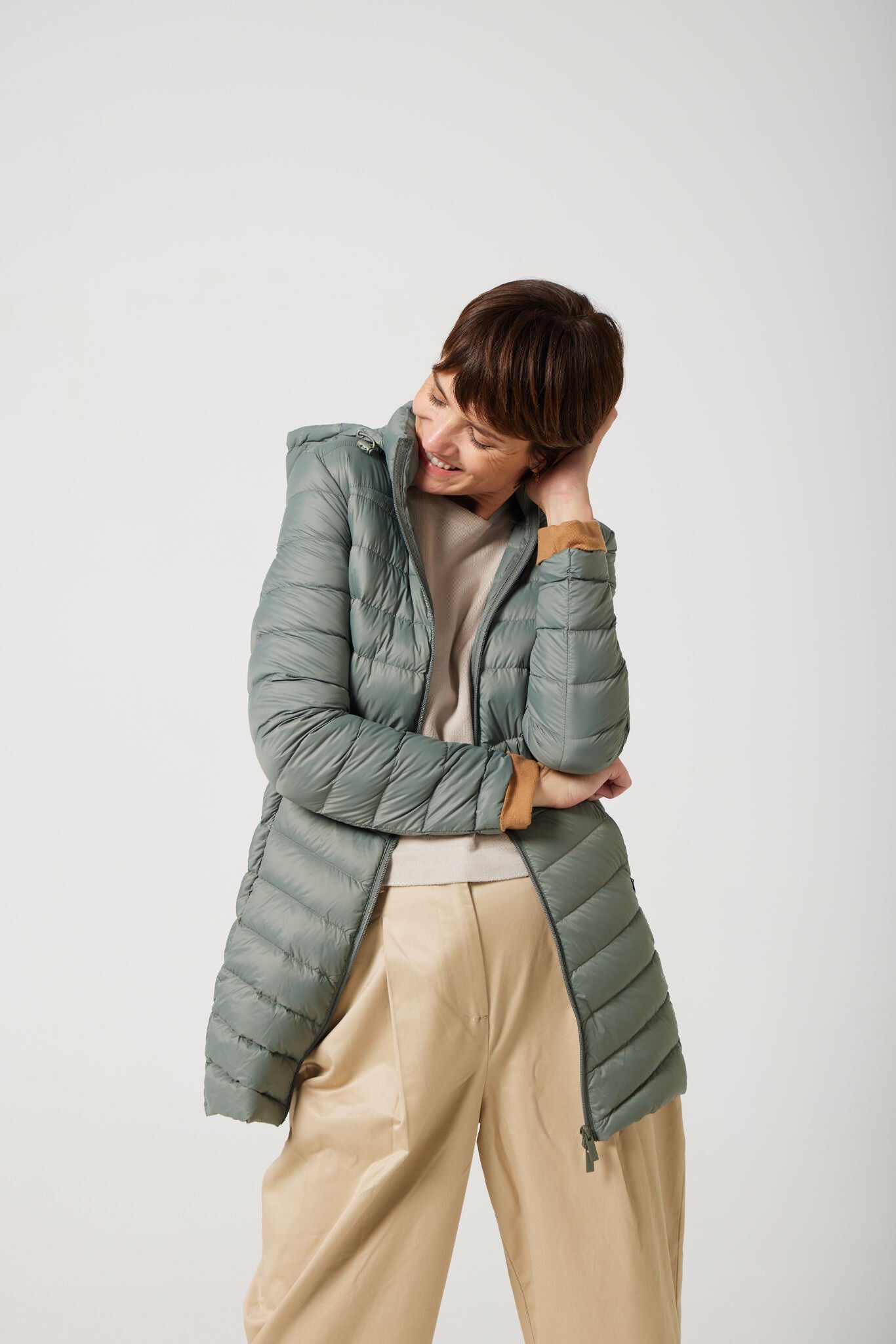 Women’s sage green insulated hooded parka, warm winter parka perfect for layering in Australia’s cooler weather — Sage Classic Parka™