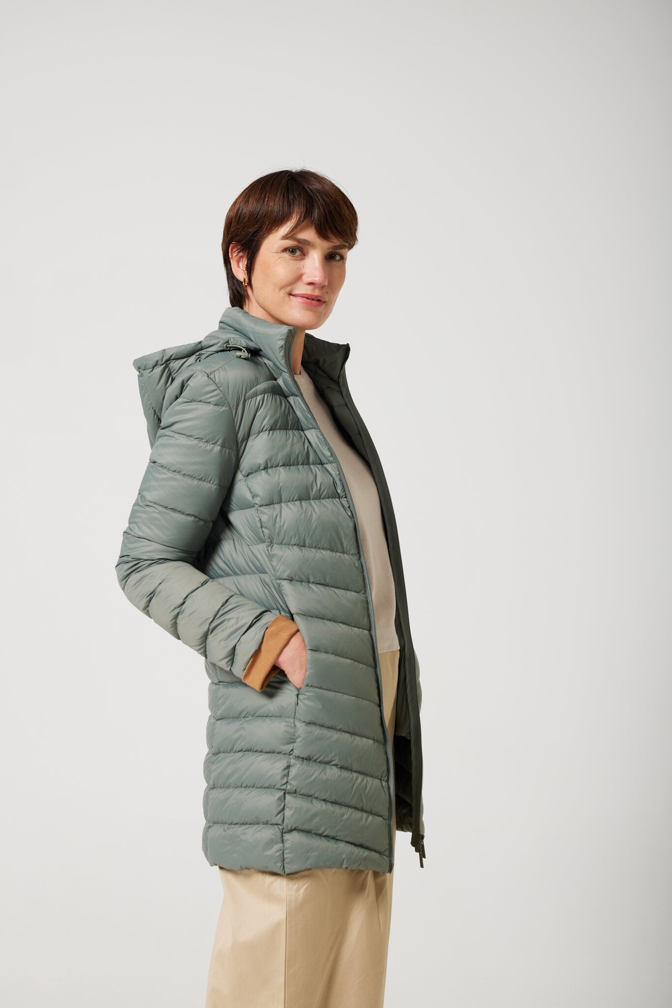 Women’s sage green insulated hooded parka, warm winter parka perfect for layering in Australia’s cooler weather — Sage Classic Parka™