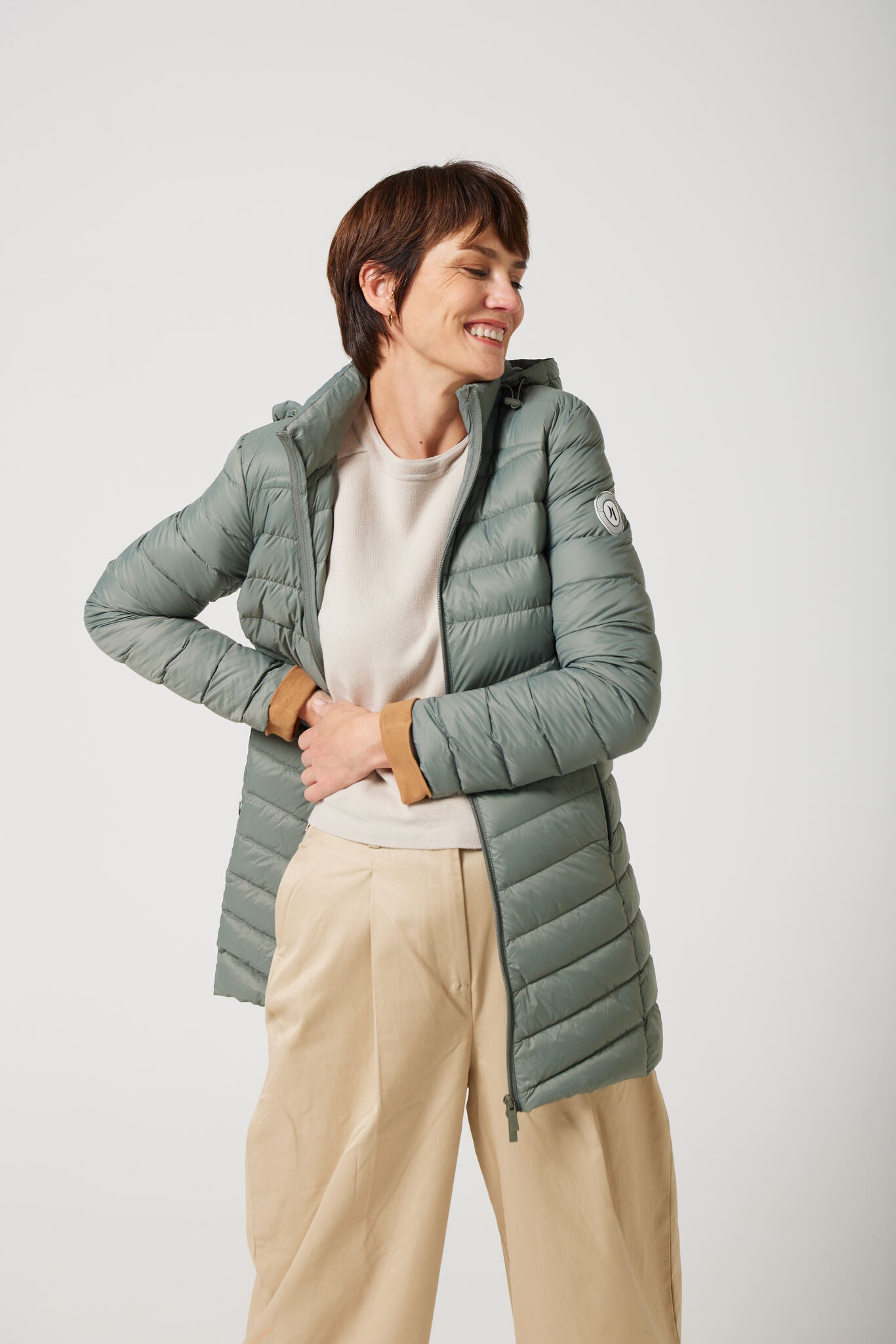 Women’s sage green insulated hooded parka, warm winter parka perfect for layering in Australia’s cooler weather — Sage Classic Parka™