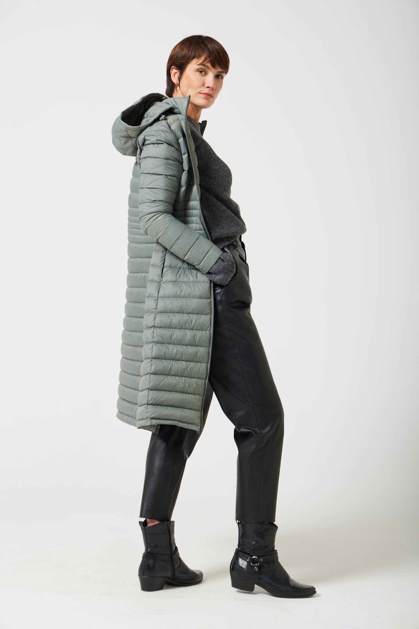 Women’s sage green insulated ultra parka with hood, long warm winter parka perfect for layering in Australia’s cooler weather — Sage Ultra Parka™