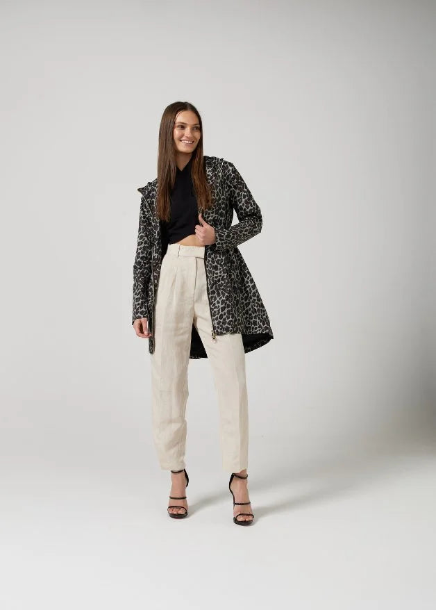 The Cape Leopard animal print hooded raincoat, modern lightweight waterproof raincoat perfect for Australia’s weather and rain