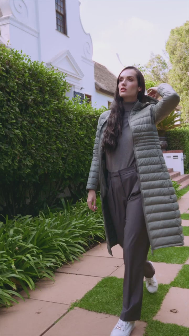 Women’s sage green insulated ultra parka with hood, long warm winter parka perfect for layering in Australia’s cooler weather — Sage Ultra Parka™