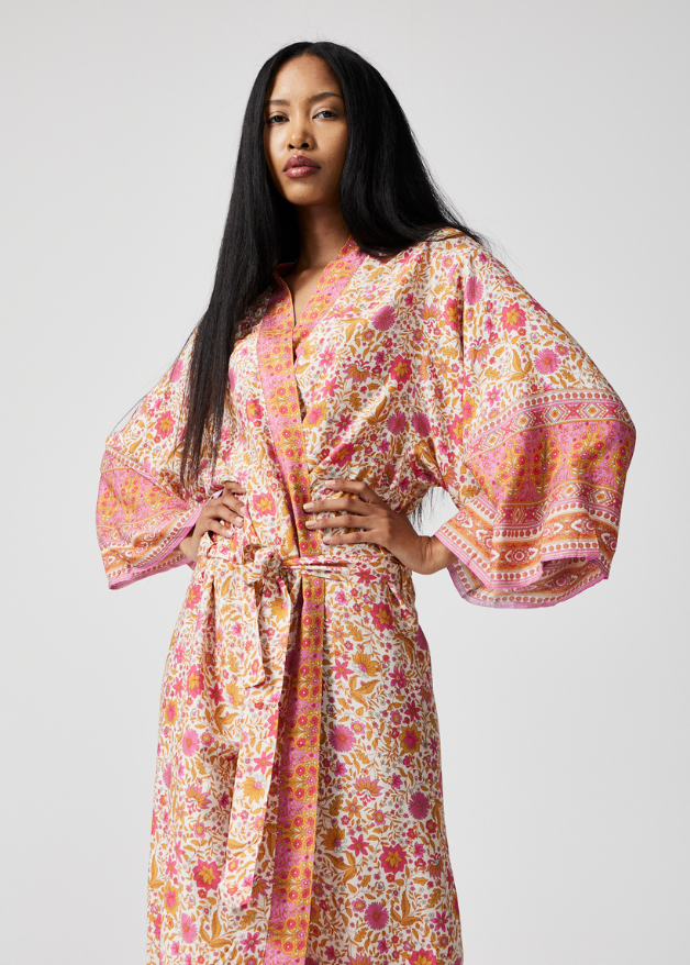 Floral print dressing gown 