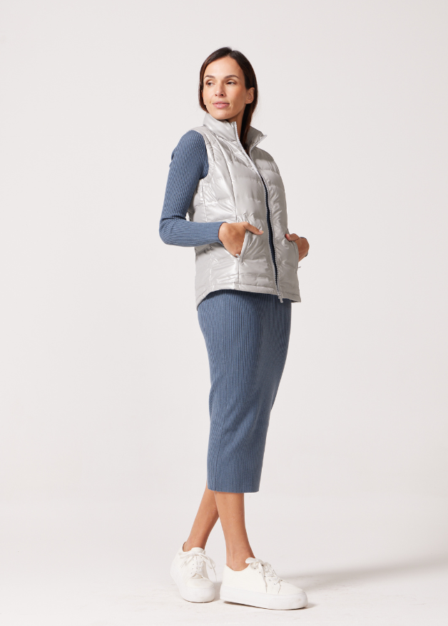 Silver Shimmer duck down puffer gilet