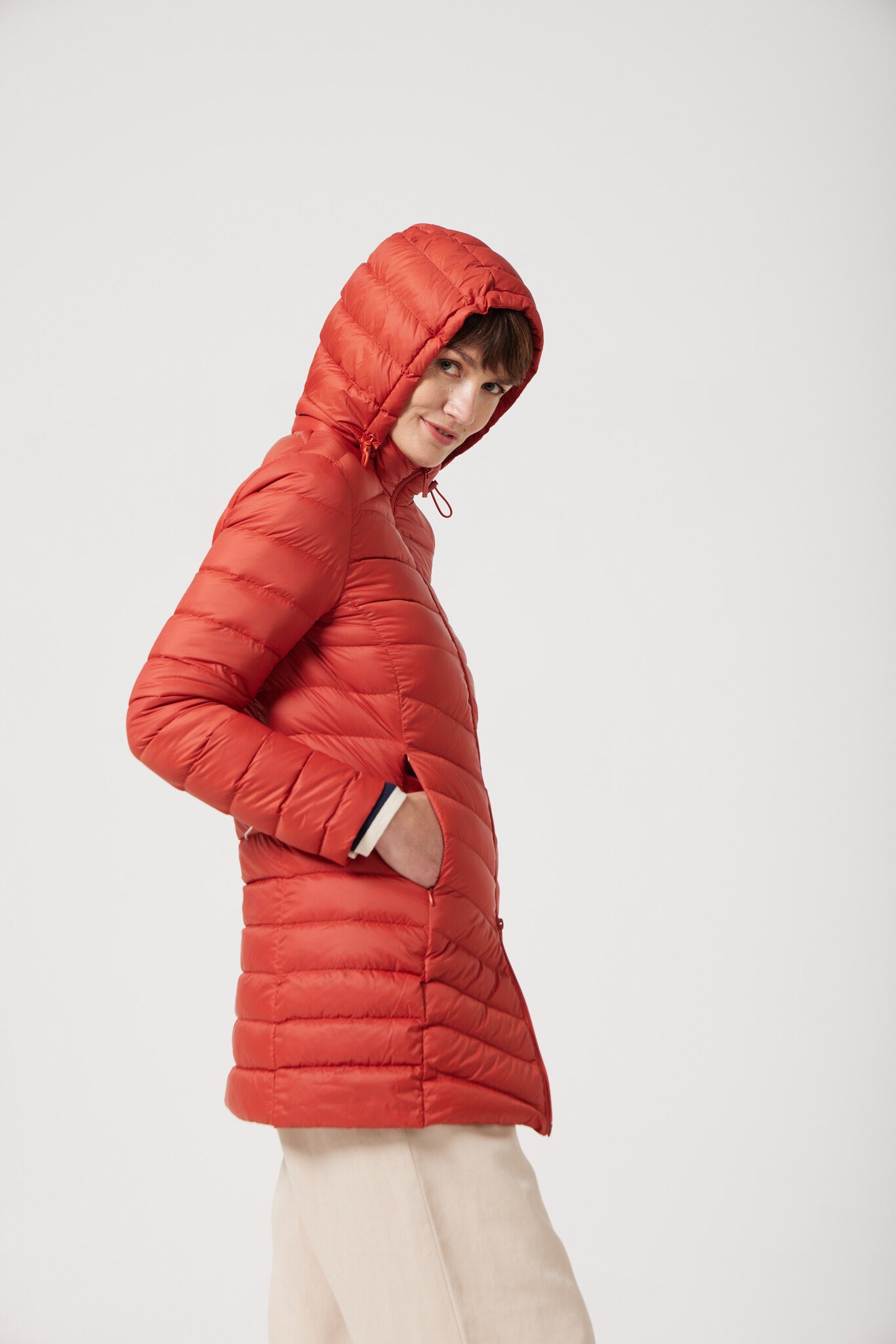 Women’s rust red insulated hooded parka, warm winter jacket perfect for layering in Australia’s cooler weather — Rust Classic Parka™