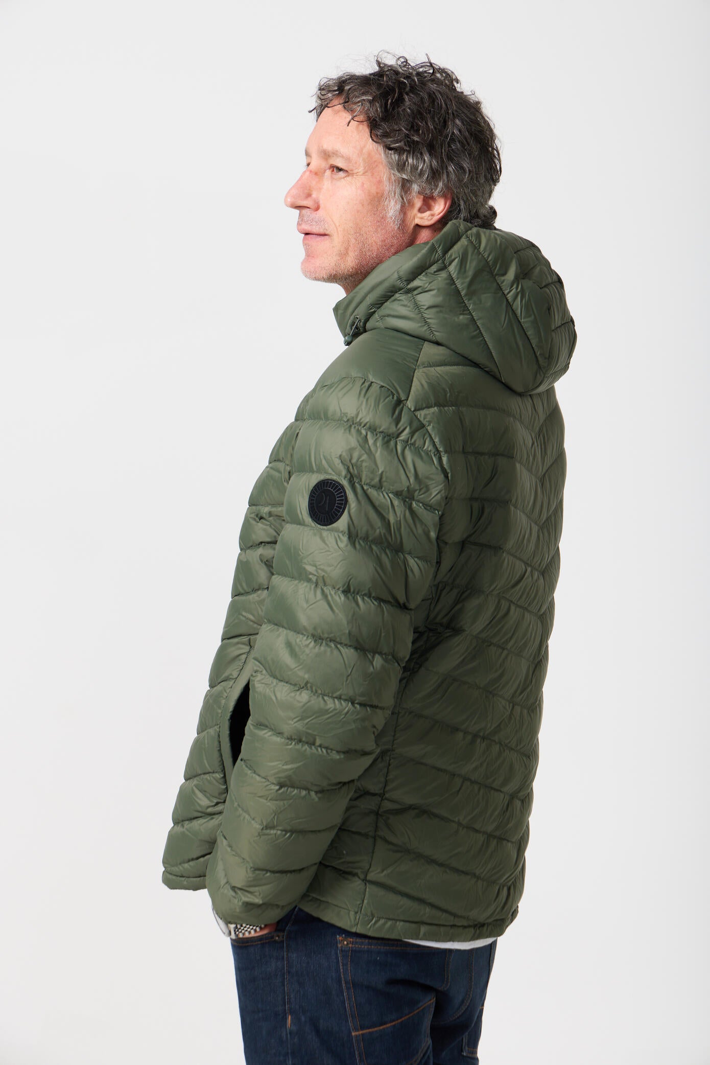Men’s reversible insulated hooded jacket in sage green and black, lightweight and versatile for cooler Australian weather — Sage x Black Classic Jacket™