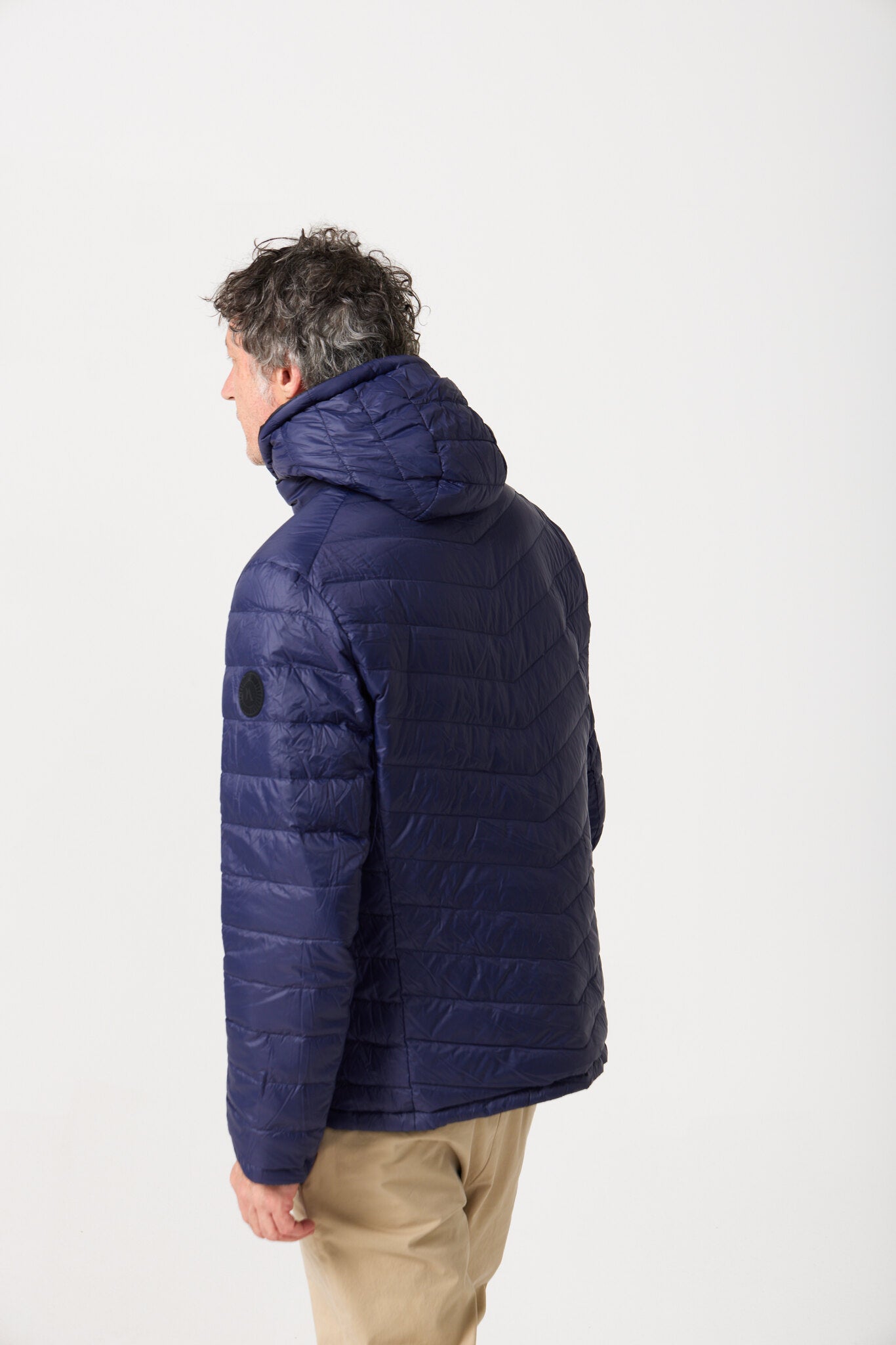 Men’s Navy Classic Jacket™ in classic navy blue, lightweight puffer jacket with hood for versatile style and casual wear in Australia