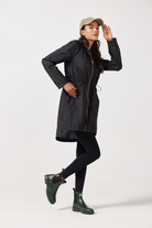 The Highland Midnight black hooded raincoat, modern lightweight waterproof raincoat perfect for Australia’s weather and rain