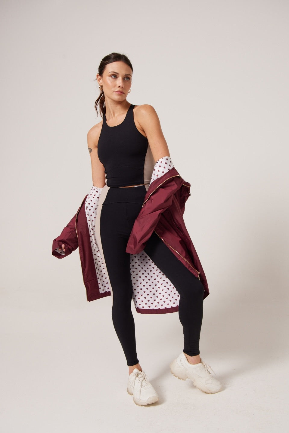 Maroon Raincoat with a heart lining