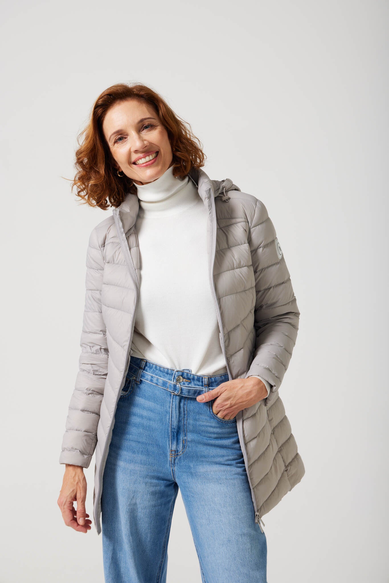 Women’s latte insulated hooded parka, warm winter parka perfect for layering in Australia’s cooler weather — Latte Classic Parka™