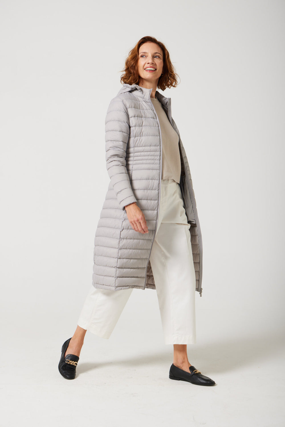Women’s latte beige insulated ultra parka with hood, long warm winter jacket perfect for layering in Australia’s cooler weather — Latte Ultra Parka™