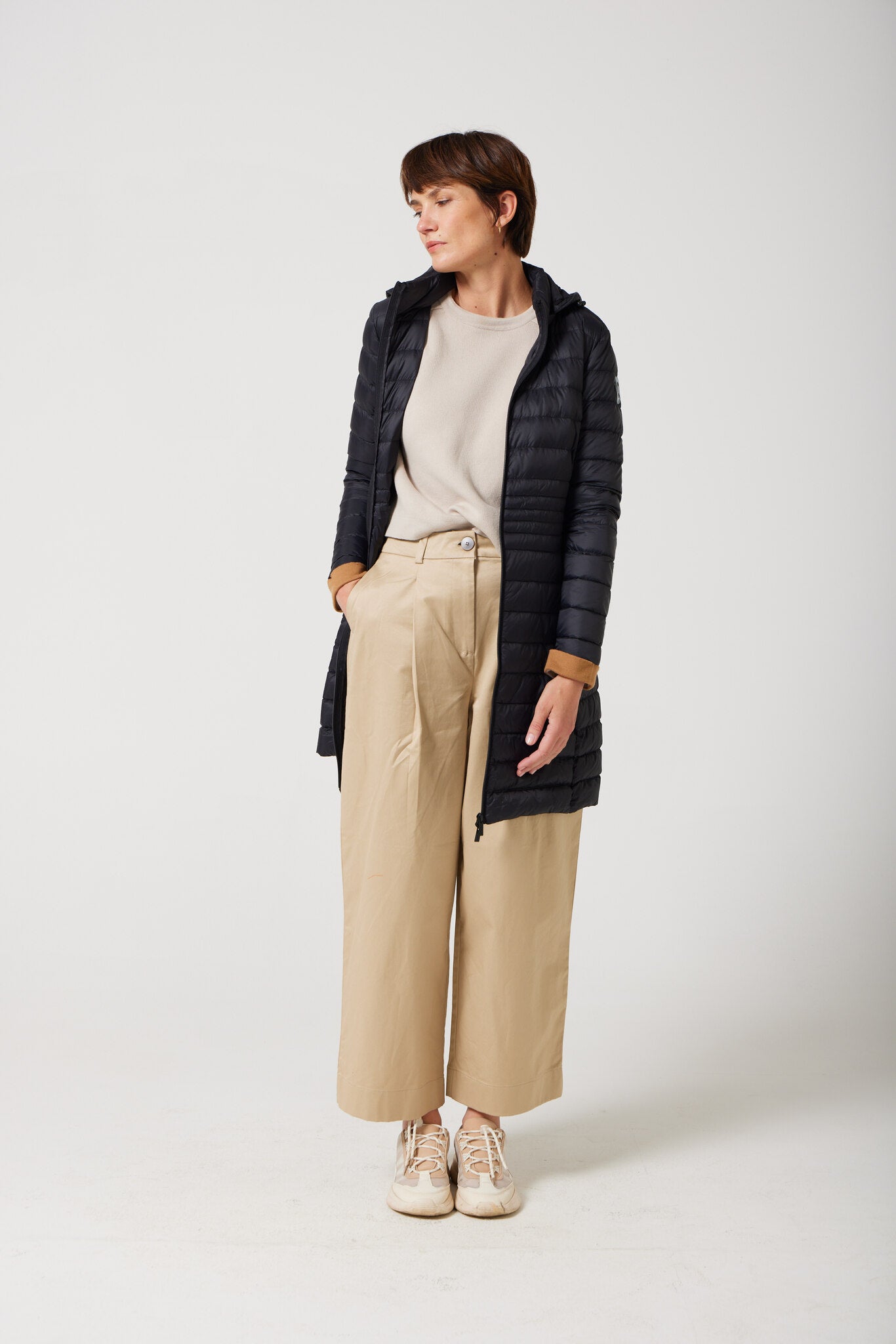 Women’s midnight black insulated midi parka with hood, warm winter parka perfect for layering in Australia’s cooler weather — Midnight Midi Parka™